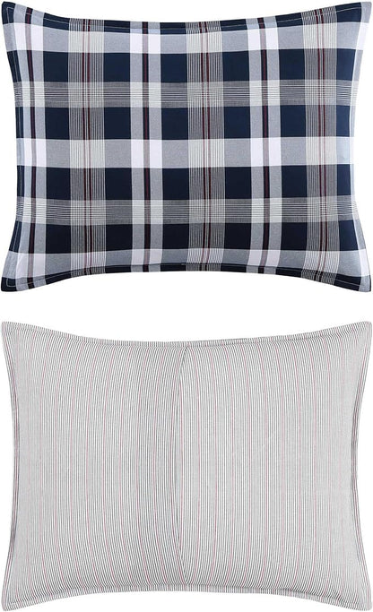 Tommy Hilfiger - Twin/Twin XL Comforter Set, Cotton Textured Bedding with Matching Sham, Medium Weight Bed Set, Oeko-TEX Certified (Dream Madras Blue)