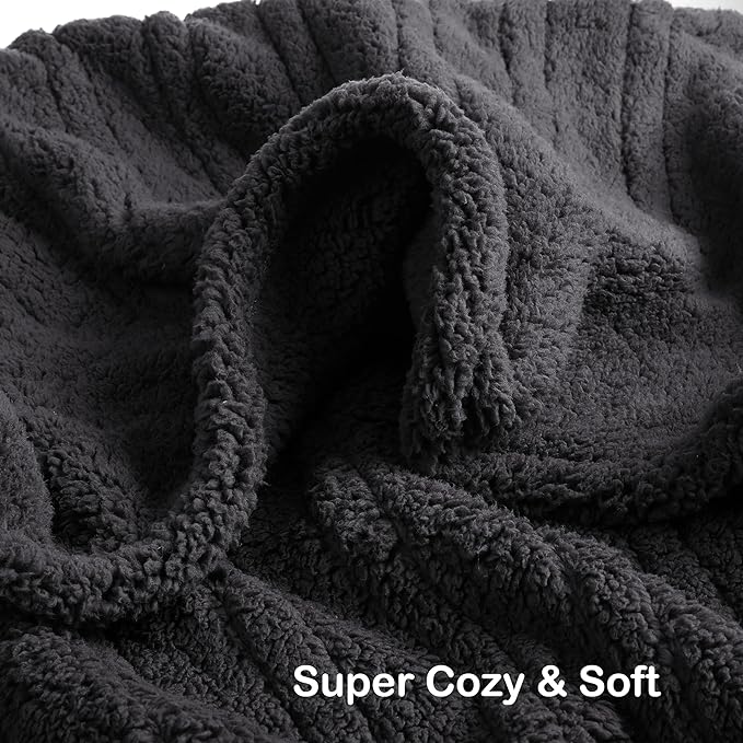 Electric Heated Blanket Throw Size 50"×60" with 9 Heating Levels & 1-10 Hs auto Off, Heating Throw Double Sided Sherpa, Energy Efficient, Machine Washable, for Couch & Office, Dark Gray