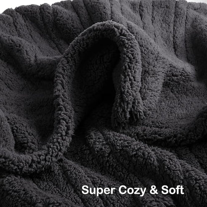 Electric Heated Blanket Queen Size 84"×90" Dual Control, 9 Heating Settings & 1-10Hs Auto Off, Overheat Protect, Double-Sided Sherpa, for Sofa & Bed, Machine Washable Dark Gray