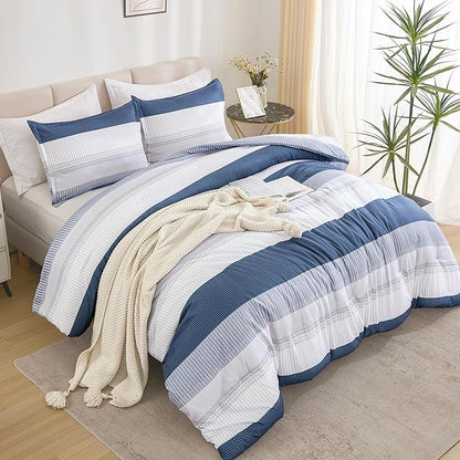 Litanika Full Comforter Set Mineral Blue - 3 Pieces Lightweight Fluffy Bedding Comforter Sets, All Season Down Alternative Comforter (1 Comforter, 2 Pillowcases)