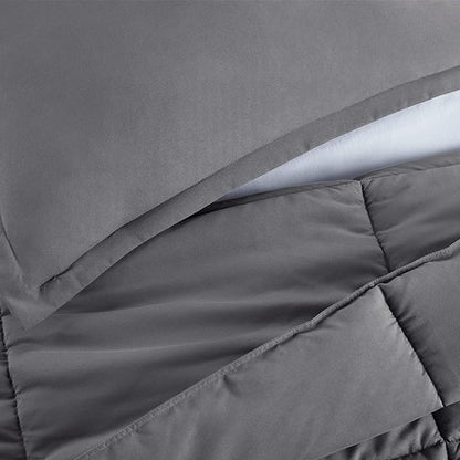SERTA Simply Clean Ultra Soft Hypoallergenic Solid 3 Piece Comforter Set, King, Grey