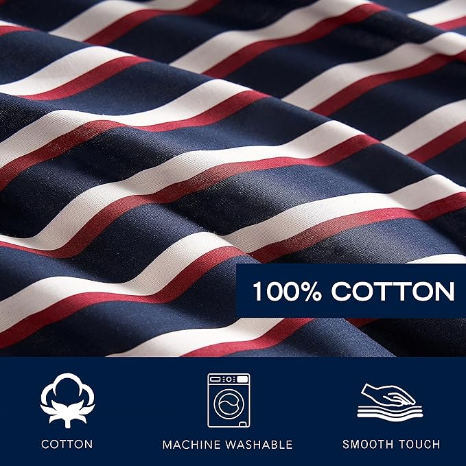 Nautica - Twin Comforter Set, Cotton Reversible Bedding with Matching Sham, Medium Weight for Year Round Use, Oeko-Tex Certified, Dorm Essentials (Mineola Navy)