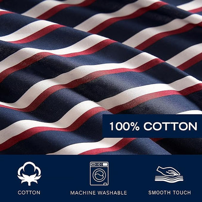 Nautica - Twin Comforter Set, Cotton Reversible Bedding with Matching Sham, Medium Weight for Year Round Use, Oeko-Tex Certified, Dorm Essentials (Mineola Navy)