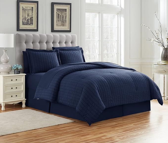 Comforter Set 8 Piece Bed in a Bag Design, Bed Sheets, 2 Pillowcases, & 2 Shams Down Alternative All Season Warmth (Pack of 3)