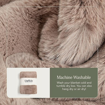 UnHide Marshmallow - Faux Fur Blanket - Heavy Weight, Extra Soft Blanket - Made from Recycled Materials - Machine Washable - Medium (60" x 80") - Mocha Shar Pei