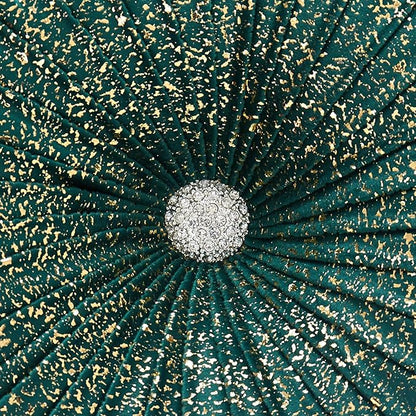 EUCIOR Round Throw Pillows,Christmas Pillows,Green and Gold Throw Pillows,Pumpkin Pleated Handmade Velvet Decorative Pillow for Sofa Bedroom Livingroom