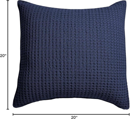 Levtex Home - Mills Waffle - Decorative Pillow - Poly Filled - Navy - Sham Size (20 x 20in.)