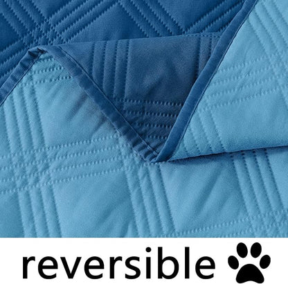 hyha Waterproof Dog Blanket, Reversible Pet Bed Blanket, Soft Sofa Couch Cover for Dogs Washable, Waterproof Pet Couch Covers for Sofa Puppy Cats Furniture Protector(52"x82", Navy Blue/Blue)