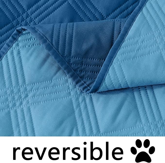 hyha Waterproof Dog Blanket, Reversible Pet Bed Blanket, Soft Sofa Couch Cover for Dogs Washable, Waterproof Pet Couch Covers for Sofa Puppy Cats Furniture Protector(40"x70", Navy Blue/Blue)