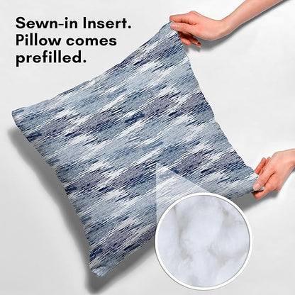 Americanflat 18x18 Throw Pillow with Sewn-in Insert - All-in-One Decorative Pillows - No Cover Needed - Soft and Durable Cushion for Bed or Sofa - Polyester - Blue and White
