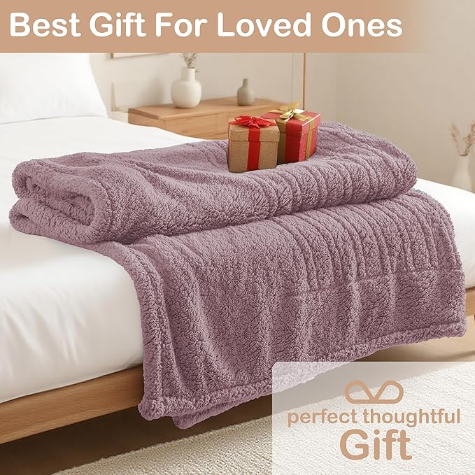 Electric Heated Blanket Full Size 72"×84" with 9 Heating Levels & 1-10Hs Auto Off，Double Sided Plush Sherpa, Energy Efficient, Machine Washable, for Couch & Bed, Light Purple