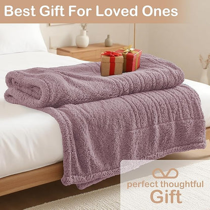 Electric Heated Blanket Queen Size 84"×90" Dual Control, 9 Heating Settings & 1-10Hs Auto Off, Overheat Protect, Double-Sided Sherpa, for Couch & Bed, Machine Washable Light Purple