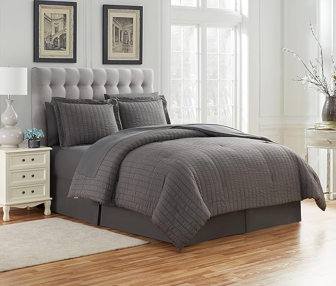 Comforter Set 8 Piece Bed in a Bag Design, Bed Sheets, 2 Pillowcases, & 2 Shams Down Alternative All Season Warmth, Case Pack (Pack of 3)
