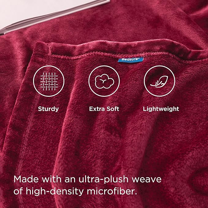Bedsure GentleSoft Fleece Blankets King Size Burgundy - Bed Blanket Soft Lightweight Plush Cozy Fuzzy Luxury Microfiber, 108x90 inches