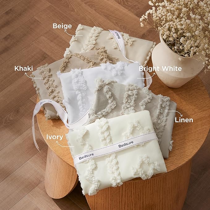 Bedsure Tufted Boho Comforter Set Full Size - Beige Boho Bed Set, GentleSoft™ 3 Pieces Farmhouse Shabby Chic Embroidery Bedding, Gifts for Woman, Soft Jacquard Full Comforter for All Seasons