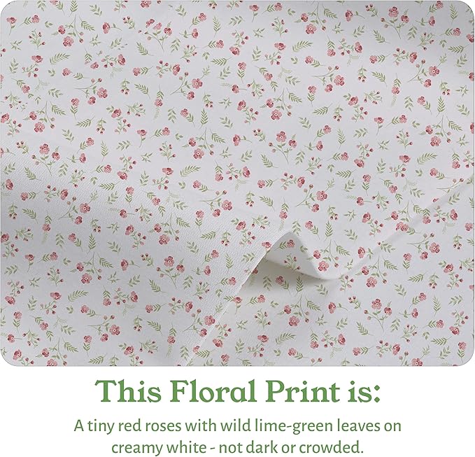 California Design Den Full Sheet Set Floral, 100% Organic Cotton Percale Sheets, Deep Pocket Full Sheets & Pillowcase Set - Floral