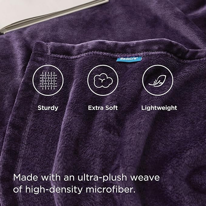 Bedsure GentleSoft Fleece Blankets Queen Size Purple - Bed Blanket Soft Lightweight Plush Fuzzy Cozy Luxury Microfiber, 90x90 inches