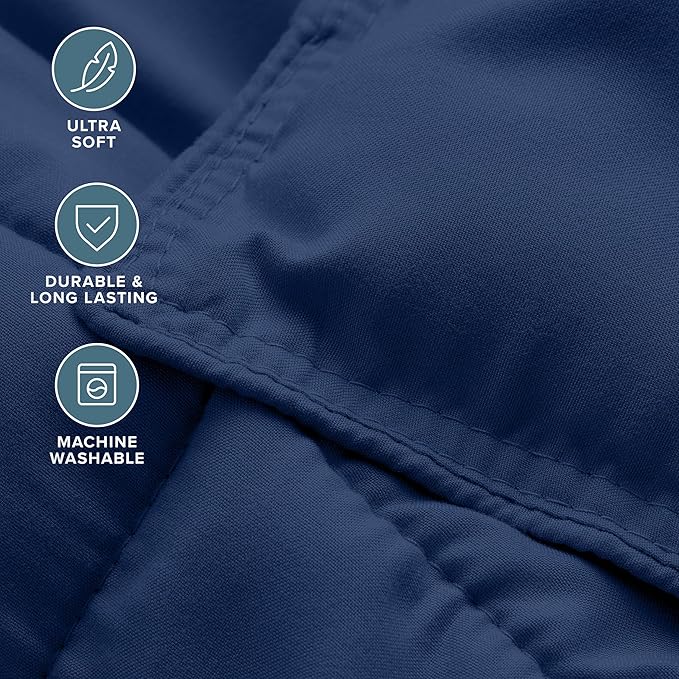Bare Home Comforter Set - Queen Size - Ultra-Soft - Goose Down Alternative - Premium 1800 Series - All Season Warmth (Queen, Dark Blue)