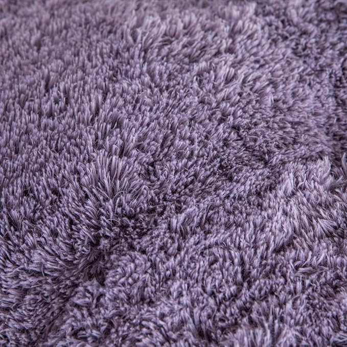 chovy Faux Fur Plush Purple Comforter Sets King - Ultra Soft Shaggy Flannel Velvet Fluffy Fuzzy 3PC Bedding Set (Comforter x 1 Pillowcases x 2)