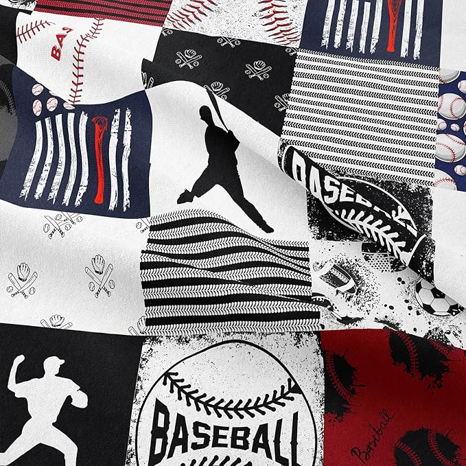 NINENINE 5PCS Baseball Comforter Set for Boys Twin Size Bedding Sets Sports Comforter Baseball Bedding (1Comforter, 1Flat Sheet, 1Fitted Sheet, 2Pillowcases)