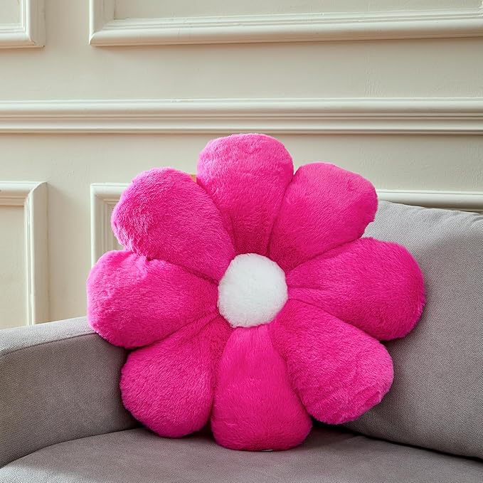 21.65In Hot Pink Flower Pillow Daisy Pillow Decorative Pillow Floor Pillow Cushion for Girls Adults for Girls Adults Cute Home Decor Aesthetic for Living Room Bedroom Reading Corner