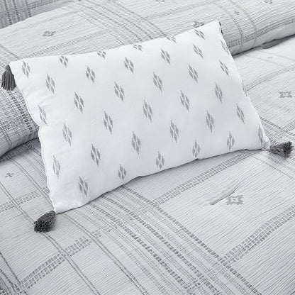 Modern Threads 5-Piece Jacquard Comforter Set, Elena King in Grey – Elegant Comforter, 2 Pillow Shams, and 2 Decorative Pillows