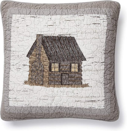 Donna Sharp Throw Pillow - Birch Forest - Lodge Decorative Throw Pillow with Log Cabin Pattern - Square