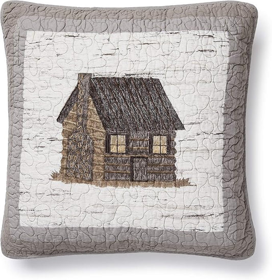 Donna Sharp Throw Pillow - Birch Forest - Lodge Decorative Throw Pillow with Log Cabin Pattern - Square