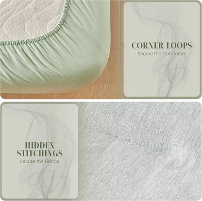 DECMAY Twin Comforter Set with Sheets, 5 Pieces Twin Comforter Set, Cationic Dyeing Bed in a Bag Bedding Set with Comforter, Flat Sheet, Fitted Sheet, Pillowcase and Pillow Sham (Twin, Light Green) | twin comforter set, twin bedding set, twin bed set