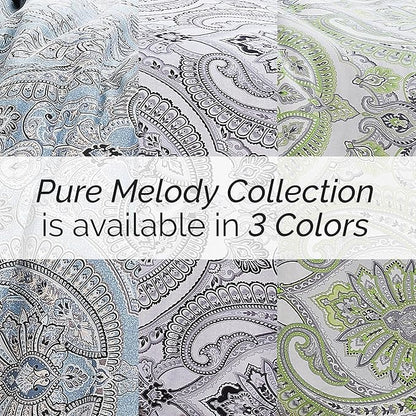 Southshore Fine Living, Inc. King Size Comforter Set, Down Alternative Bed Comforter Boho Bedding, Paisley Print Bedspread, King/California Size with 2 Matching Shams, Pure Melody Black