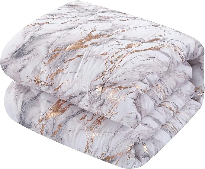 Pop Shop Marble Comforter Set, Twin, Rose Gold