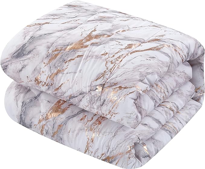 Pop Shop Marble Comforter Set, Full/Queen, Rose Gold