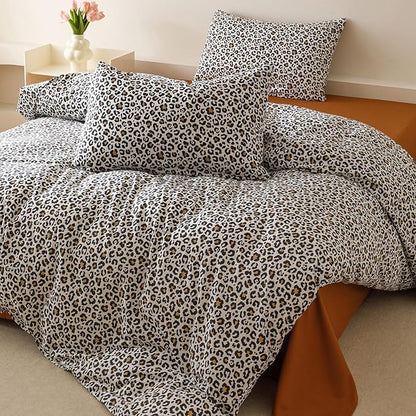 Houseri Leopard Comforter Set King Black Cheetah Print Bedding Sets Quilt Stylish and Bold Animal Print Bed Blanket King Size