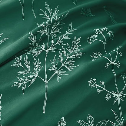 Love's cabin Emerald Comforter Set King - King Size Comforter Set, 3 Pieces Cute Floral Bedding Sets for All Seasons,1 Soft Reversible Botanical Flowers Comforter and 2 Pillow Shams