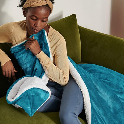 Bedsure GentleSoft Sherpa Fleece Blankets Queen Size for Bed - Thick and Warm Throw for Women and Men, Soft Fuzzy Plush Queen Blanket for Winter, Non-Heated, Teal, 90x90 Inches