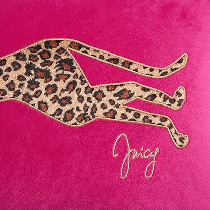 Juicy Couture Reversible Velvet Cheetah Pillow, 14" x 24" Decorative Pillow, Hot Pink