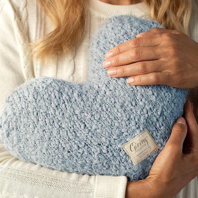 DEMDACO Soft Blue Heart Shaped 10 x 11 inch Weighted Plush Decorative Throw Giving Pillow