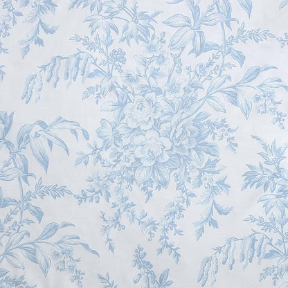 Laura Ashley- Twin Comforter Set, Cotton Reversible Bedding Set with Matching Sham(s), Farmhouse Home Décor (Bedford Blue, Twin)