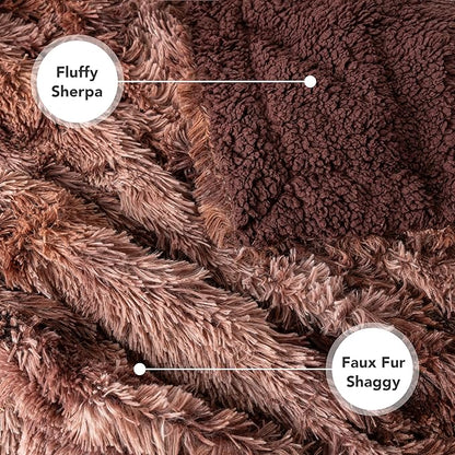 PetAmi Waterproof Dog Blanket for Large Dog, Queen Size Calming Pet Blanket Couch Cover Protector, Sherpa Faux Fur Cat Throw for Sofa Furniture Bed, Soft Fluffy XL, 90x90 Tie-Dye Brown