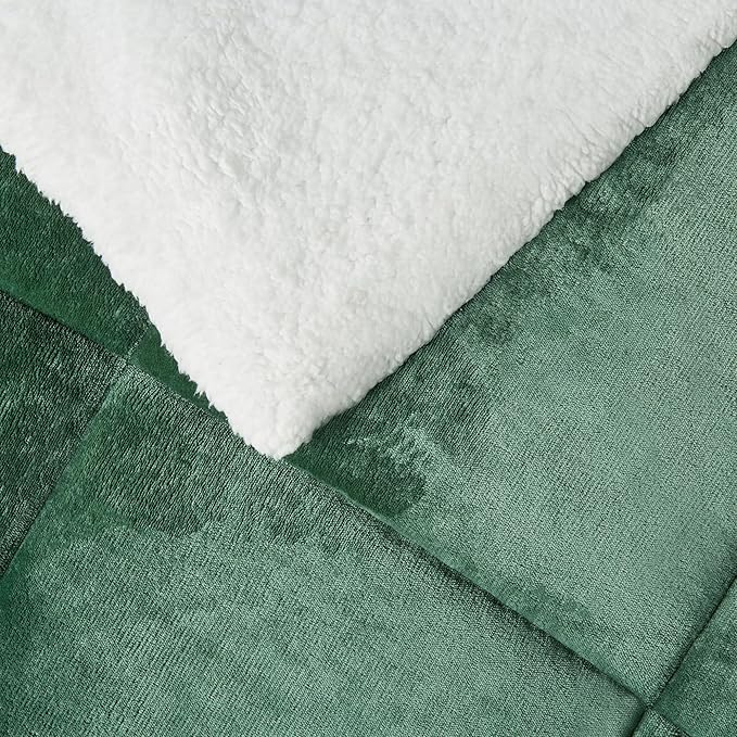 Amazon Basics Reversible Sherpa Comforter Set with Pillow Sham, Twin/Twin XL, Green