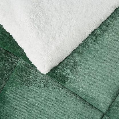 Amazon Basics Reversible Sherpa Comforter Set with Pillow Sham, Twin/Twin XL, Green