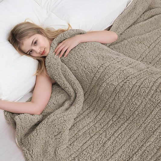 Electric Heated Blanket Full Size 72"×84" with 9 Heating Levels & 1-10Hs Auto Off，Double Sided Plush Sherpa, Energy Efficient, Machine Washable, for Couch & Bed, Light Brown