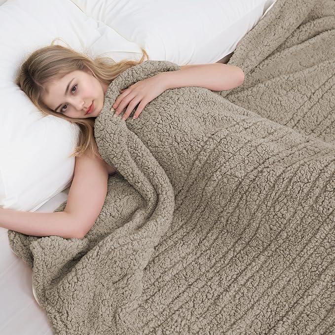 Electric Heated Blanket Twin Size 62"×84" with 9 Heating Levels & 1-10Hs Auto Off, Heating Blankets Double Sided Plush Sherpa, Energy Efficient, Machine Washable, Light Brown