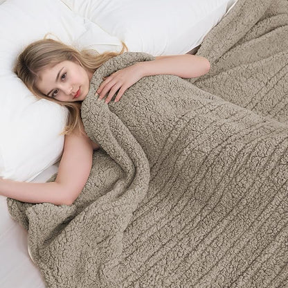 Electric Heated Blanket Twin Size 62"×84" with 9 Heating Levels & 1-10Hs Auto Off, Heating Blankets Double Sided Plush Sherpa, Energy Efficient, Machine Washable, Light Brown