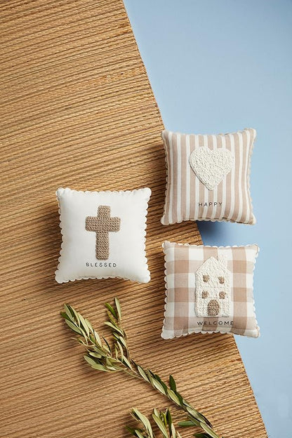 Mud Pie House Crochet Mini Pillow; 8" X 8"