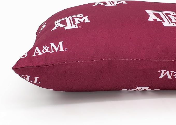 College Covers Everything Comfy Texas A&M Aggies Pillowcase Pair, Standard, 20" x 30", Includes 2 Pillowcases