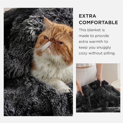 Bedsure GentleSoft Fuzzy Sherpa Faux Fur Twin Blanket Tie Dye Black Cozy Gifts for Boys Girls, Soft Fleece Plush Warm Thick Blanket Twin Size for Bed, Black Room Decor Dorm Essentials Gifts, 60x80