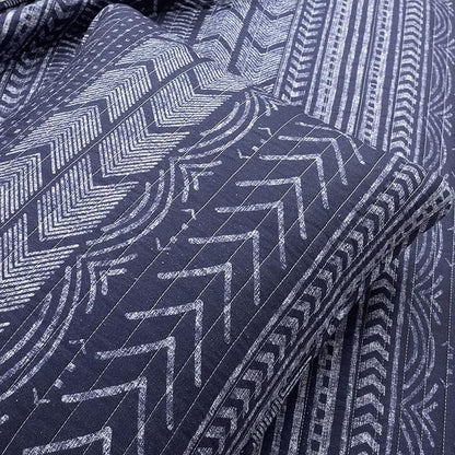 Lush Decor Hygge Geo Pattern Striped 3 Piece Quilt Bedding Set, King, Navy