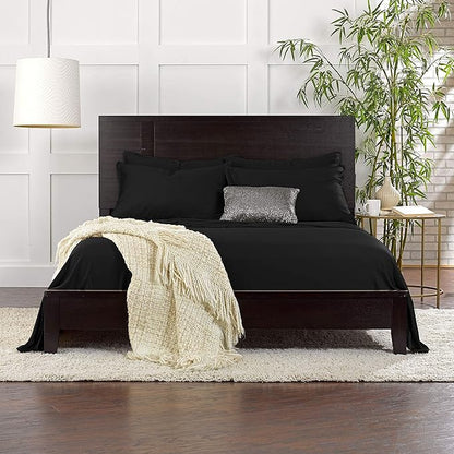 Pure Bamboo Full Sheets, Genuine 100% Organic Viscose Derived from Bamboo Bed Sheet Set, Luxuriously Soft & Cooling, Double Stitching, 2 Year Quality Promise (Full, Black)