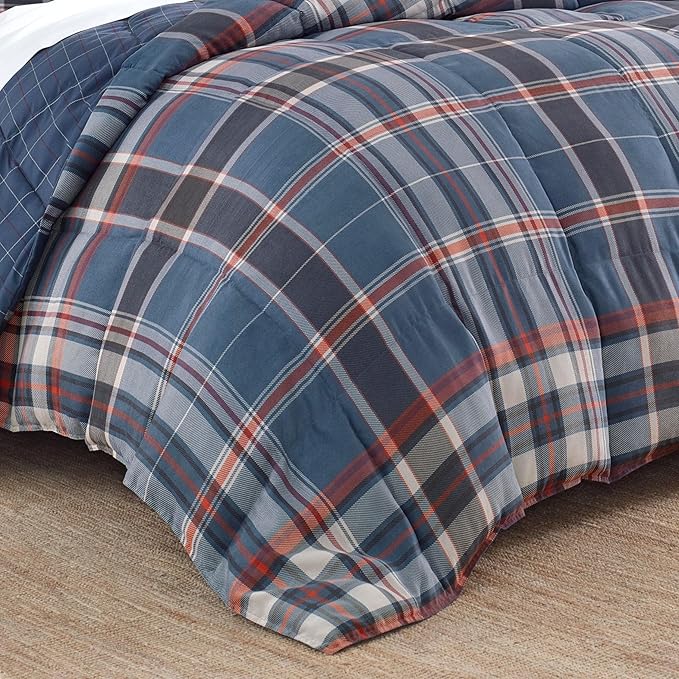 Eddie Bauer - King Comforter Set, Reversible Down Alt Bedding with Matching Shams, Luxurious Bedding Set for Colder Months (Shasta Lake Navy, King)